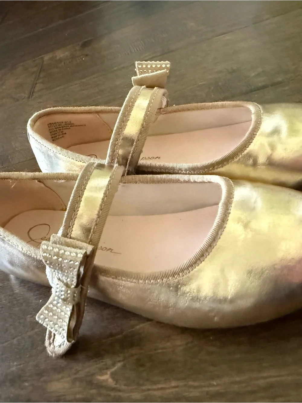 Jessica Simpson Metallic Gold Mary Jane Flats